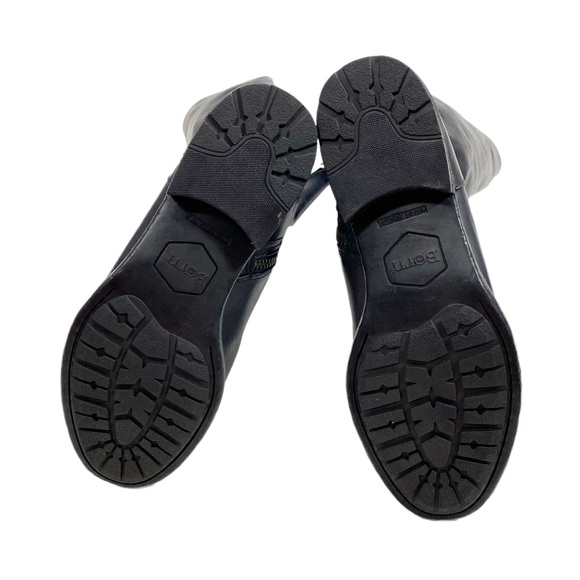 BORN Low Heel Round Toe Black Leather Wide Calf Tall Boots - Picture 3 of 9